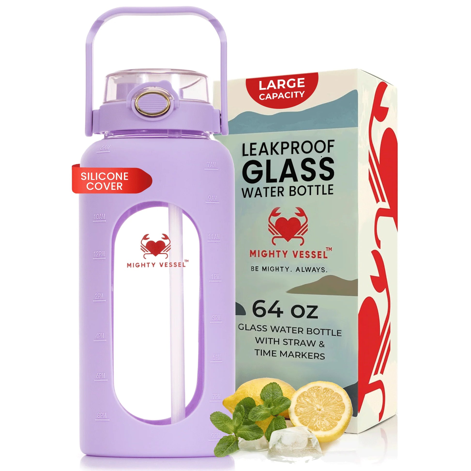 FINAL SALE - ™ SHATTER-RESISTANT GLASS WATER BOTTLE | 64 OZ